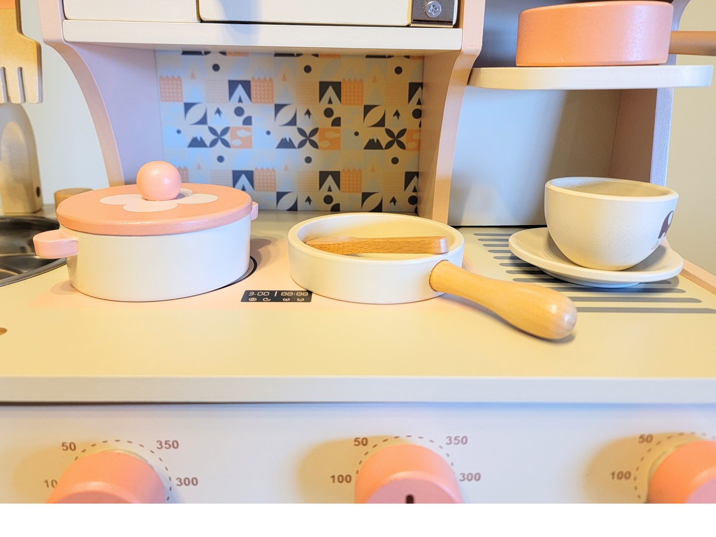 Interactive Wooden Kitchen & Cooking Toy Set - Pink Edition