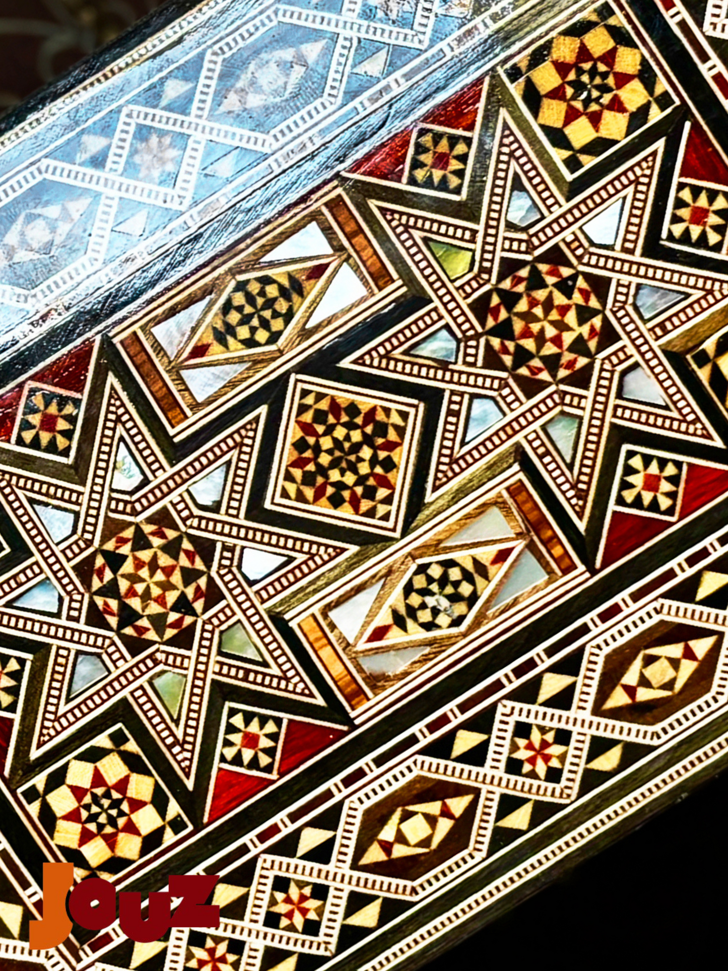 Handcrafted Medium Wooden Mosaic Box - High Quality Mother of Pearl Inlay - Jewelry Trinket Storage , boho style