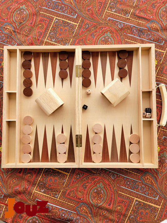 Handmade Wooden Foldable Backgammon Set – Portable & Classic Board Game