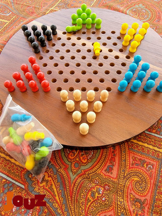 Chinese Checkers Board Game - Wooden Marble Strategy Game for Kids & Adults - Classic Family Fun, 6-Player Indoor/Outdoor Toy