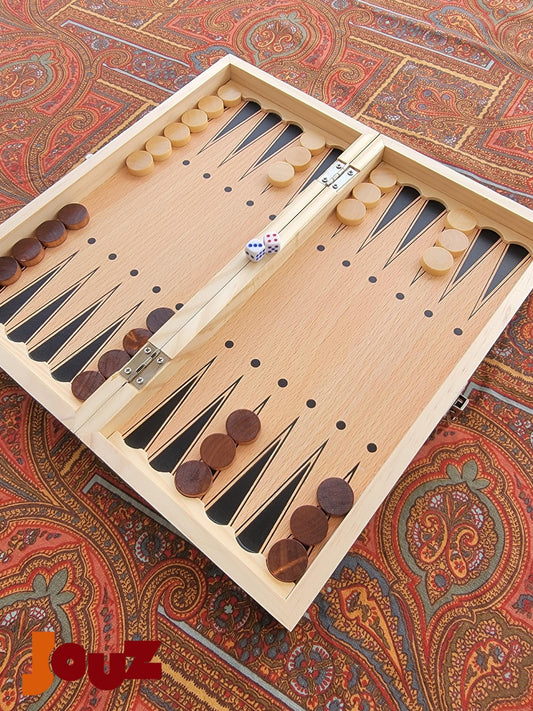 2-in-1 Wooden Chess & Backgammon Set - Handcrafted Folding Game Board with Staunton Pieces - Premium Dual-Sided Board for Adults and Kids