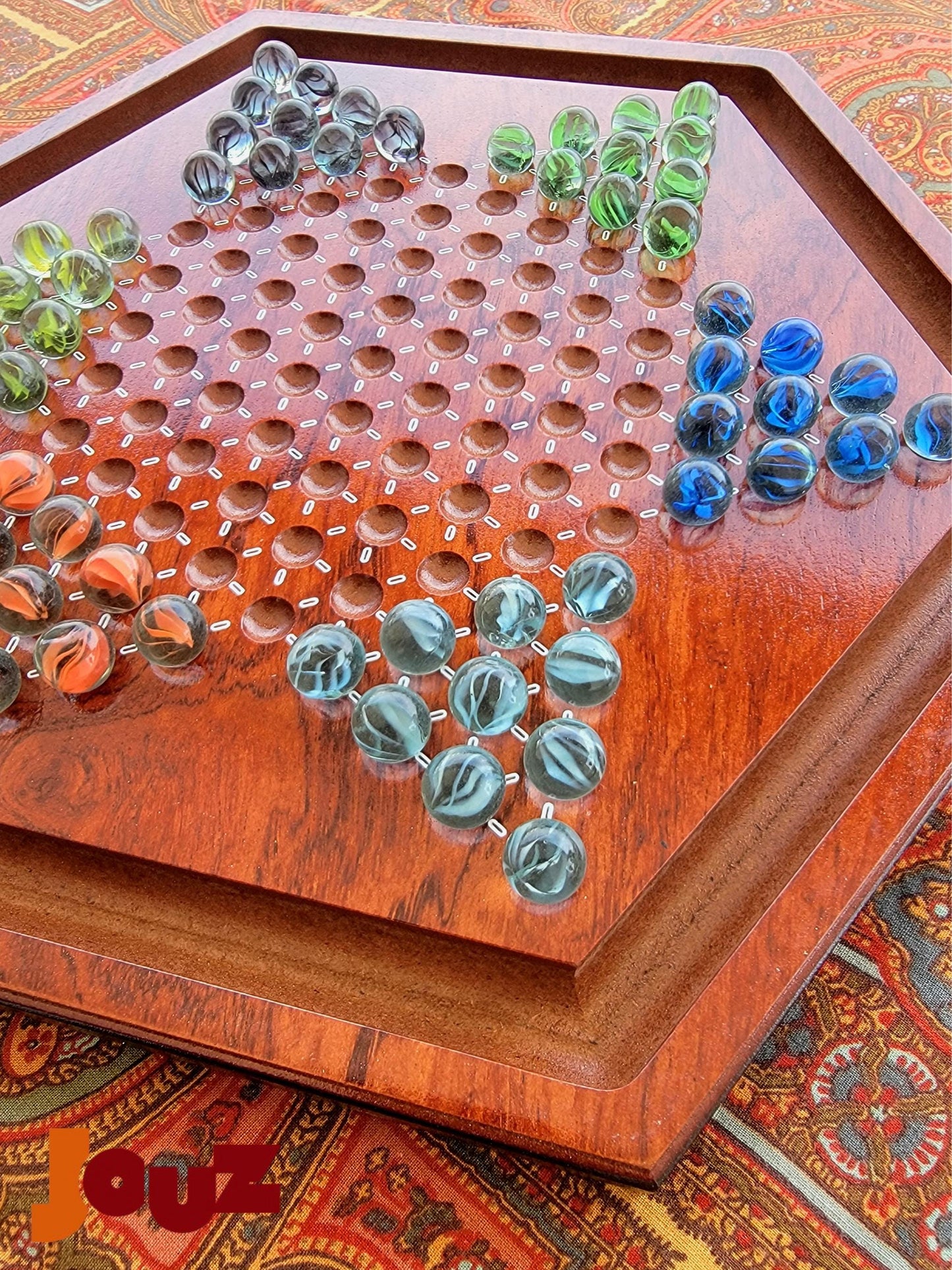 Sternhalma Game - Chinese Checkers/Chinese Chequers Board Set - Wooden Marble Strategy Game for Kids & Adults - 6 Player Classic