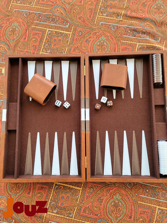 Foldable Leather Backgammon Game – Foldable Travel Board Game – Elegant Gift for Game Lovers – Great for Travel & Home