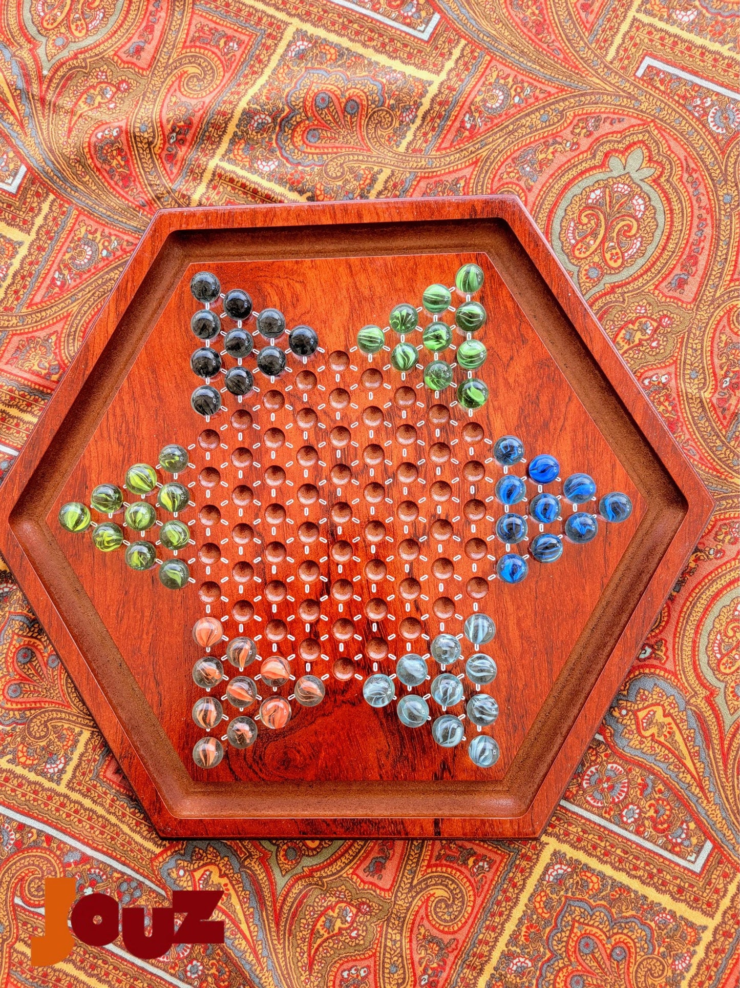 Sternhalma Game - Chinese Checkers/Chinese Chequers Board Set - Wooden Marble Strategy Game for Kids & Adults - 6 Player Classic