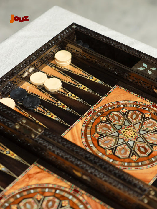 Luxury Backgammon Masterpiece – Exclusive One-of-a-Kind Collector's Set, Handcrafted High-End Board with Mother of Pearl Inlay