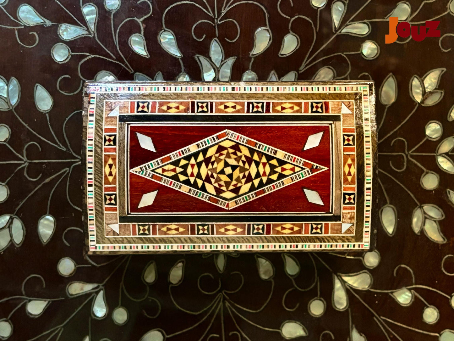 Red Oval Mosaic Box - Handmade Wooden Trinket Jewelry Box - Decorative Tile Art Gift for Women, Boho Home Decor, Keepsake Storage