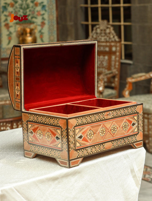 Large Handcrafted Wooden Mosaic Box with key, Luxury Handmade Jewelry Box, Boho Home Decor, Jewelry Organizer - Unique Gift Idea,