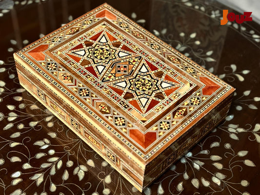 Handmade Mosaic Wooden Box - Decorative Trinket Jewelry Box - large Gift Box - Personalized Custom Wood Box - Vintage Boho Home Decor