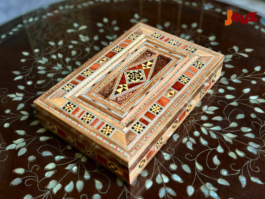 Handcrafted Decorative Mosaic Wood Box - Jewelry Trinket Storage - Wedding Gift, Anniversary Present - Artisan Made