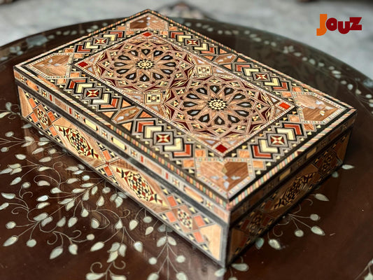 Unique Handcrafted Wooden Mosaic Box - Artisan Wood Inlay Jewelry Box, Decorative Trinket Box, Gift for Her, Handmade Home Decor