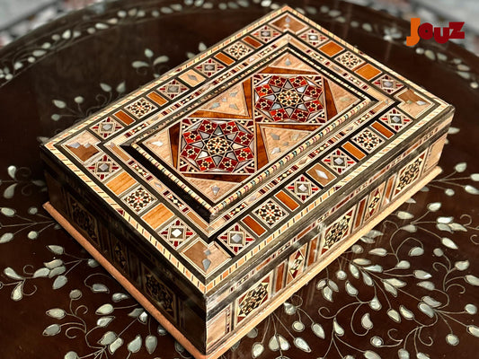 Rectangle Wooden Mosaic Box - High Quality Handcrafted Jewelry Storage, Boho Home Decor, Artisan Inlay Trinket Box, Gift for Her, Memory box