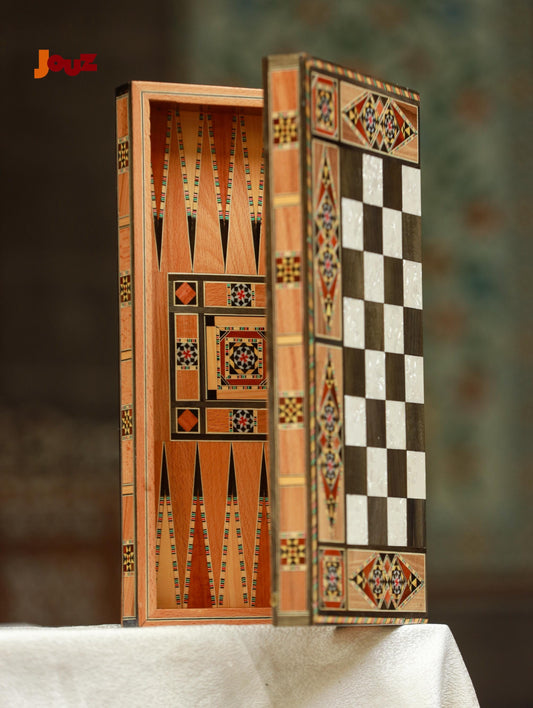 Handcrafted Medium Chess and Backgammon Set - Wooden 2-in-1 Game Board - Perfect for Travel & Home Use