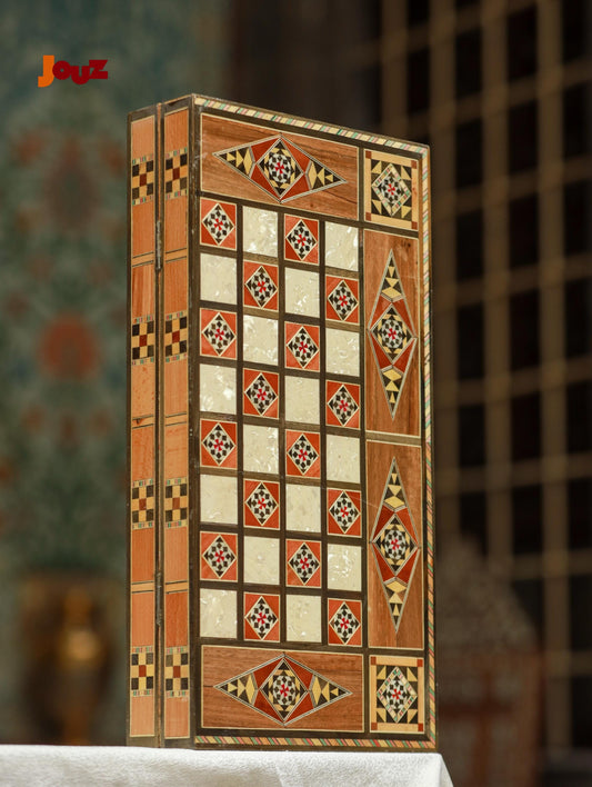 Handmade Chess & Backgammon Set 2-in-1 - Wooden Folding Game Board - Complete with All Pieces