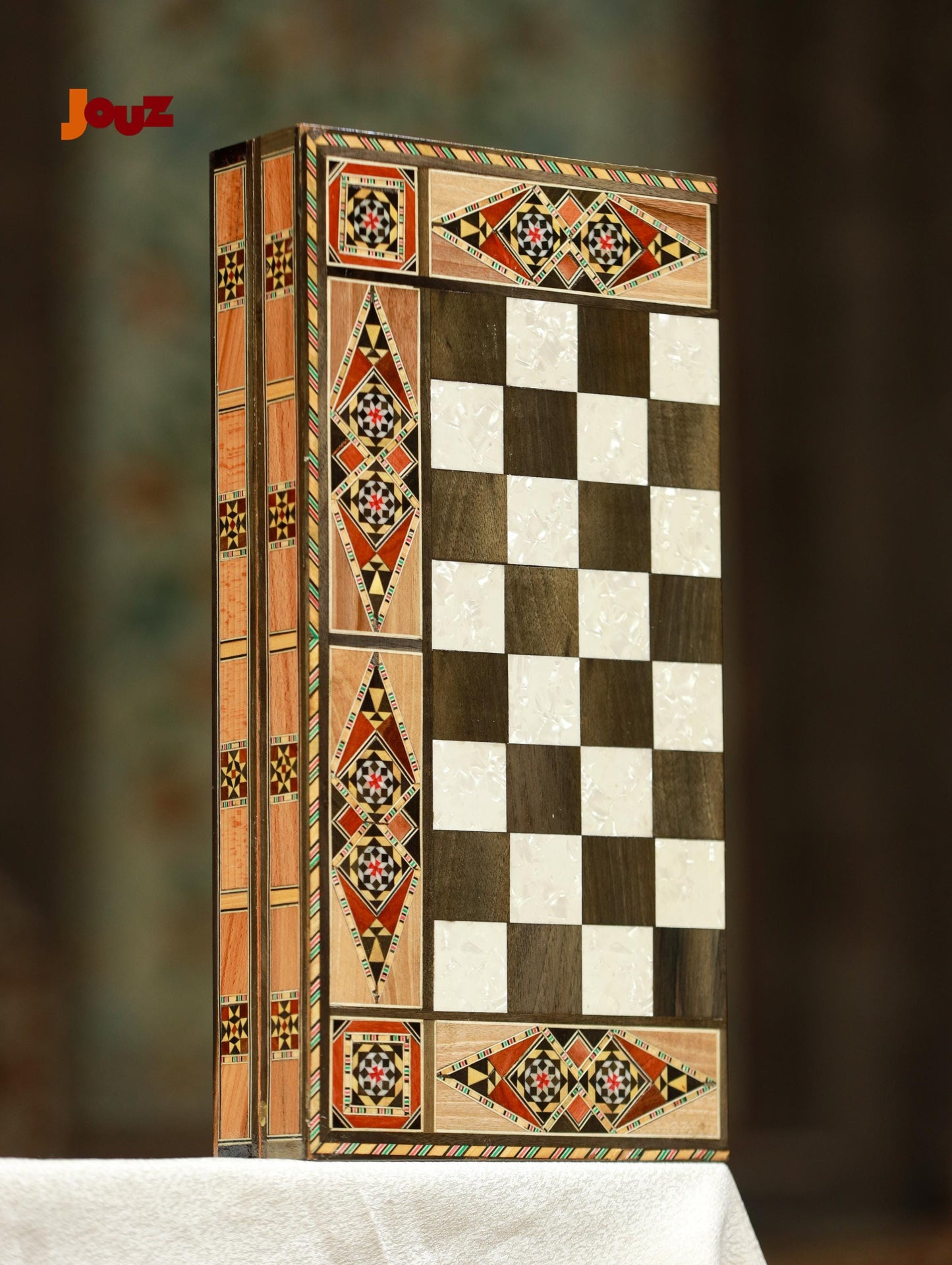 Handmade Wooden 2-in-1 Chess & Backgammon Set – Folding Board Game – Classic Strategy Games Gift- travel size