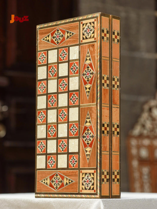 Handmade Wooden Backgammon & Chess 2-in-1 Set - Travel Size Folding Board Game - Complete with Pieces - Perfect Gift for Gamers