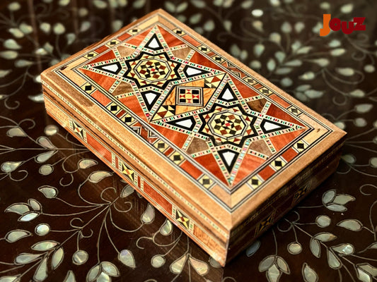 Handmade Wooden Mosaic Box - Artisan Jewelry Trinket Chest - Boho Home Decor - Unique Gift for Her -Handcrafted Decorative Storage