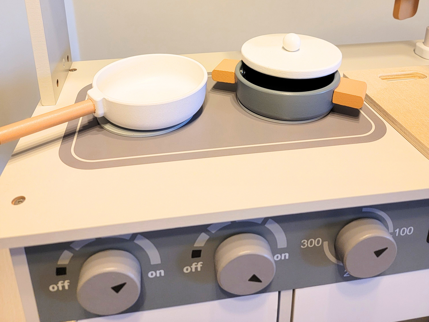 Premium Gray & White Wooden Kitchen Play Set - Montessori & Waldorf Inspired Kids Pretend Play