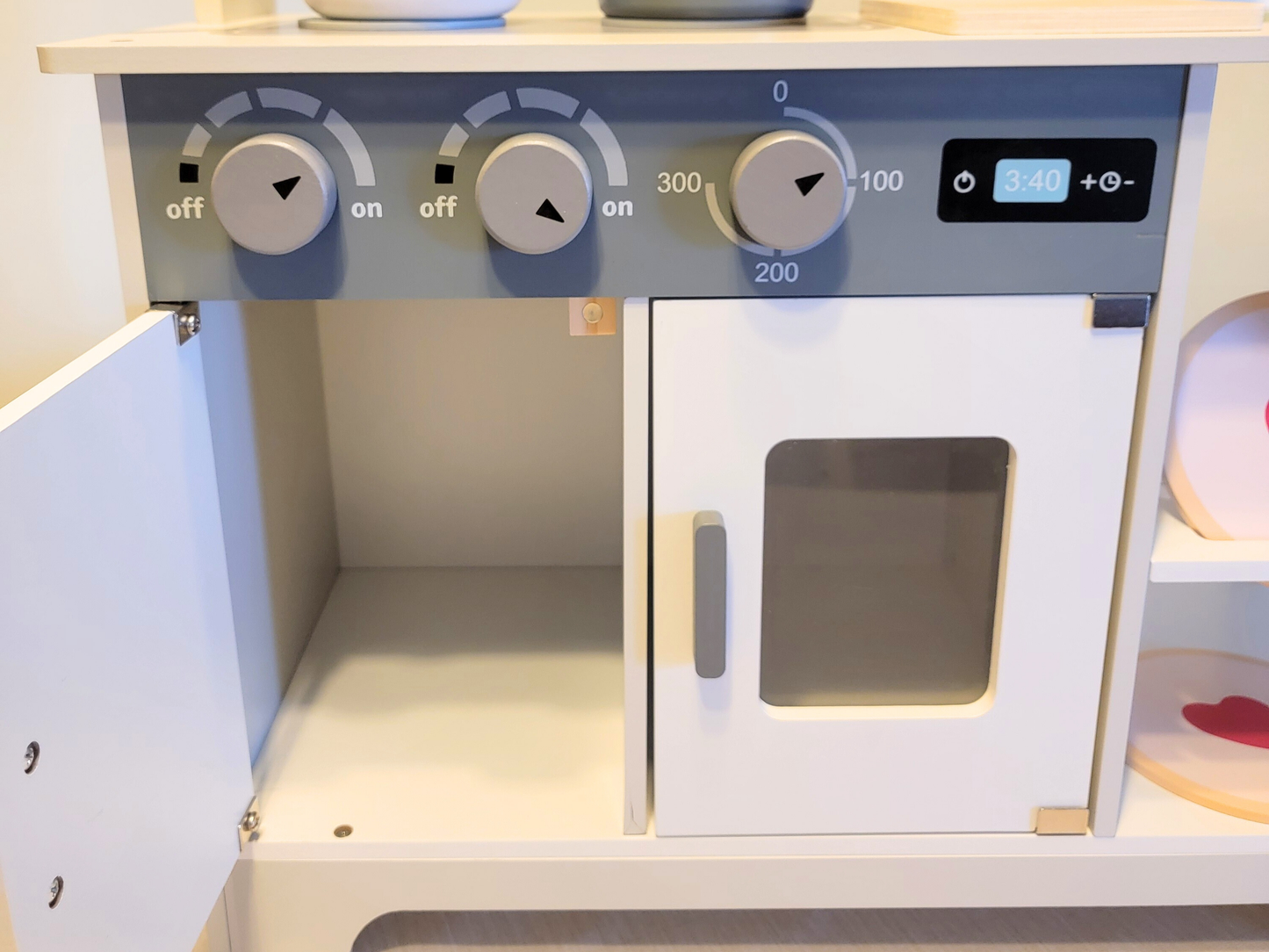 Premium Gray & White Wooden Kitchen Play Set - Montessori & Waldorf Inspired Kids Pretend Play