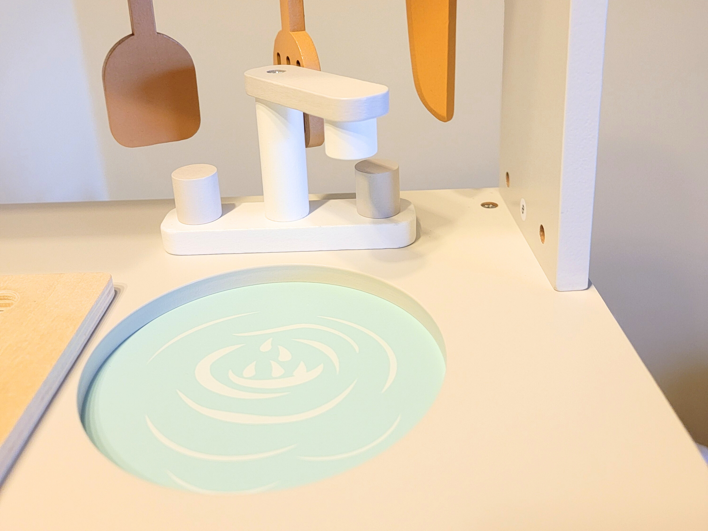 Premium Gray & White Wooden Kitchen Play Set - Montessori & Waldorf Inspired Kids Pretend Play