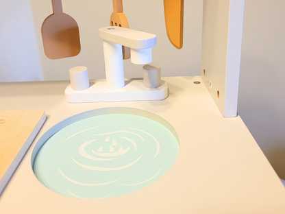 Premium Gray & White Wooden Kitchen Play Set - Montessori & Waldorf Inspired Kids Pretend Play