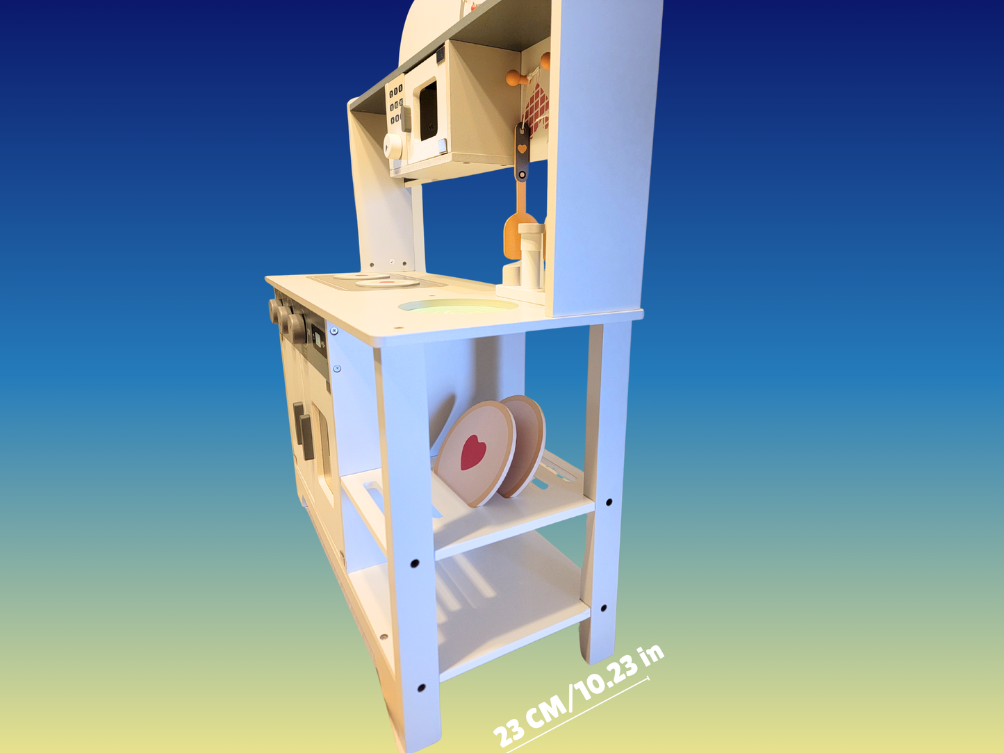 Premium Gray & White Wooden Kitchen Play Set - Montessori & Waldorf Inspired Kids Pretend Play