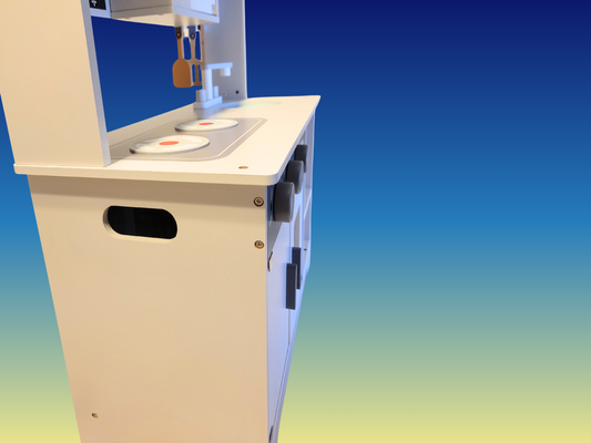 Premium Gray & White Wooden Kitchen Play Set - Montessori & Waldorf Inspired Kids Pretend Play