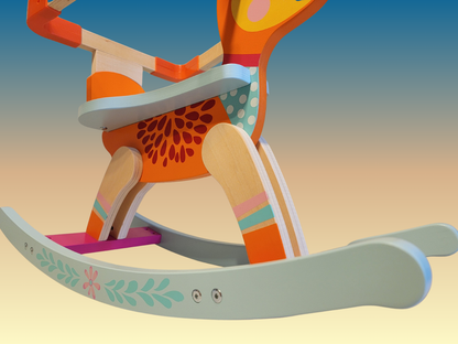 Handmade Wooden Deer Rocking Horse | Natural Wood Rocking Toy for Toddlers