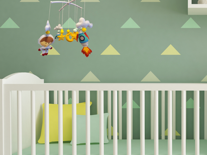 Hand-Sewed Felt Space Baby Mobile | Astronaut, Rocket Ship; Planet Crib Mobile