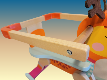 Handmade Wooden Deer Rocking Horse | Natural Wood Rocking Toy for Toddlers