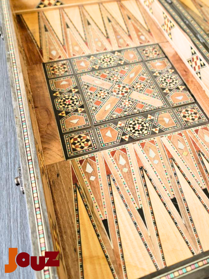 Jeu de backgammon et d'échecs en bois de qualité supérieure, fait main, complet avec toutes les pièces, jeu de société 2 en 1 (copie)