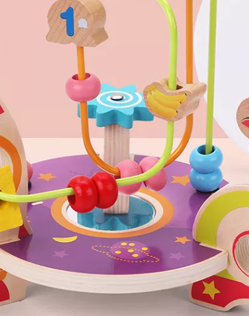 Wooden Rocket Ship Mini Bead Maze Toy | Early Education Learning & Fine Motor Skills