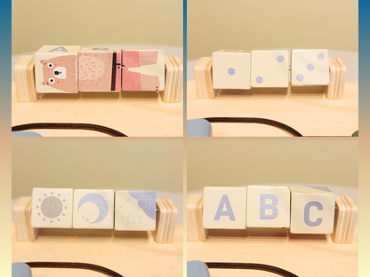 Montessori Activity Table Wooden | Sensory Table Toy with Beads, Gears & Blocks | Educational Toy for Babies