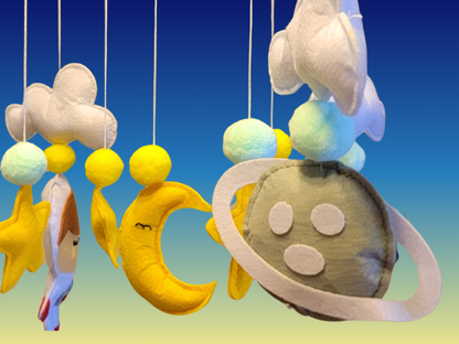 Hand-Sewed Felt Space Baby Mobile | Astronaut, Rocket Ship; Planet Crib Mobile