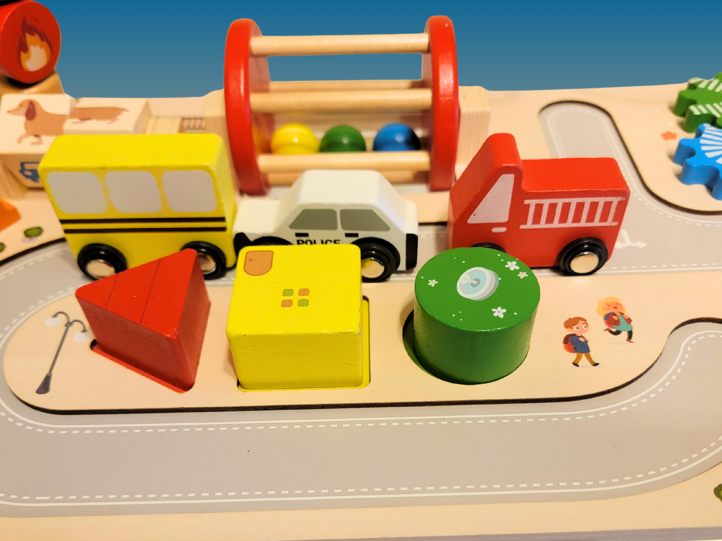 7-in-1 Montessori Wooden Busy Board Activity Table | Sensory Bead Maze & Traffic Cognition Toy