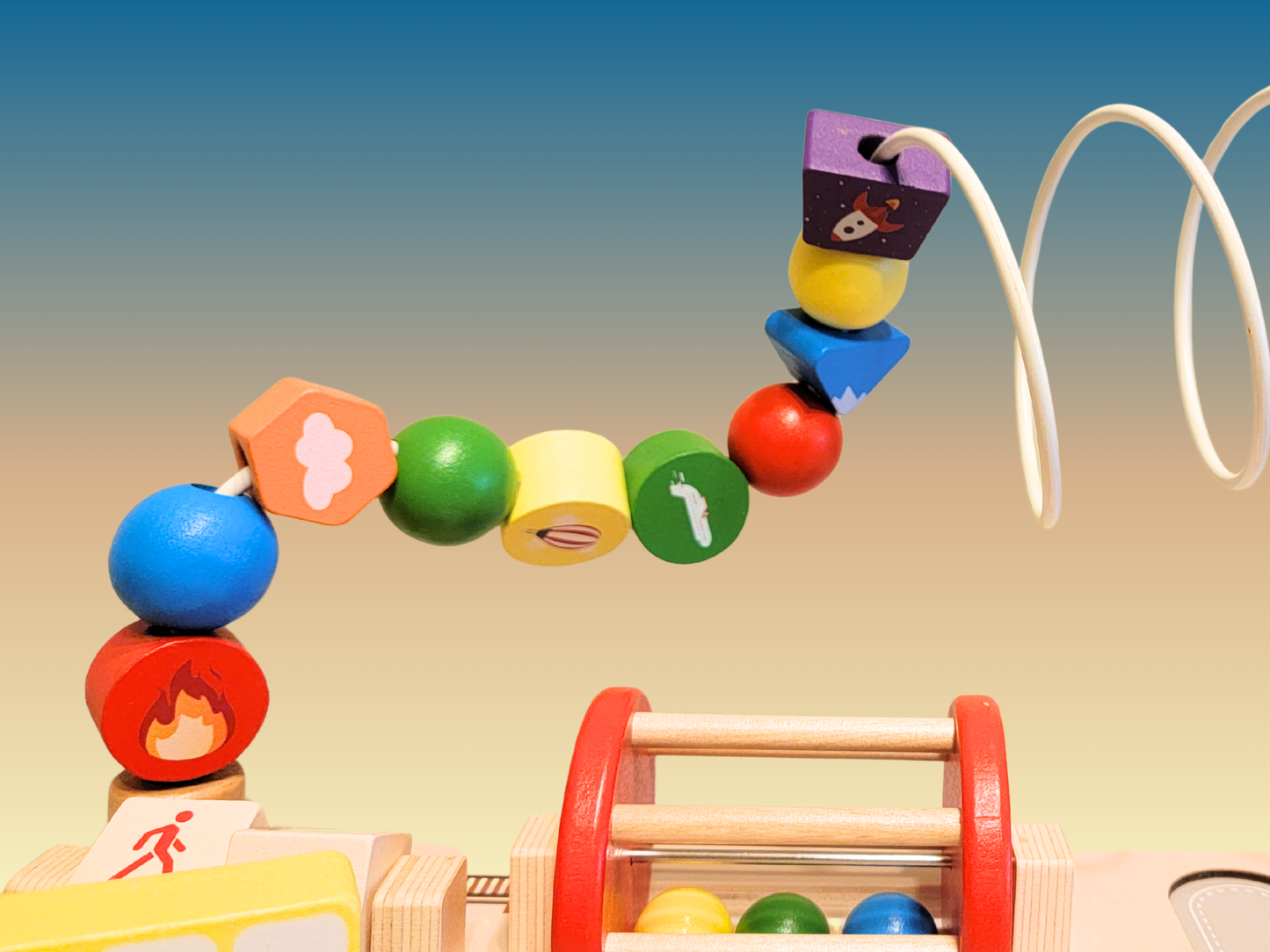 7-in-1 Montessori Wooden Busy Board Activity Table | Sensory Bead Maze & Traffic Cognition Toy