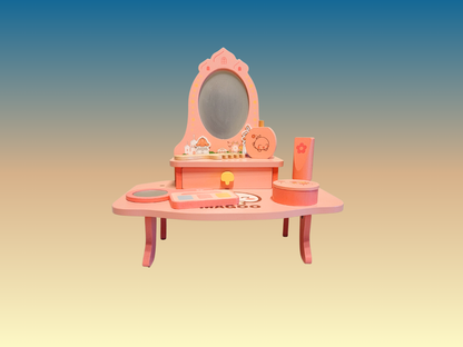 Wooden Pretend Play Makeup Dresser Set for Girls | Educational Toy with Accessories | Eco-Friendly & Non-Toxic Dress-Up Vanity