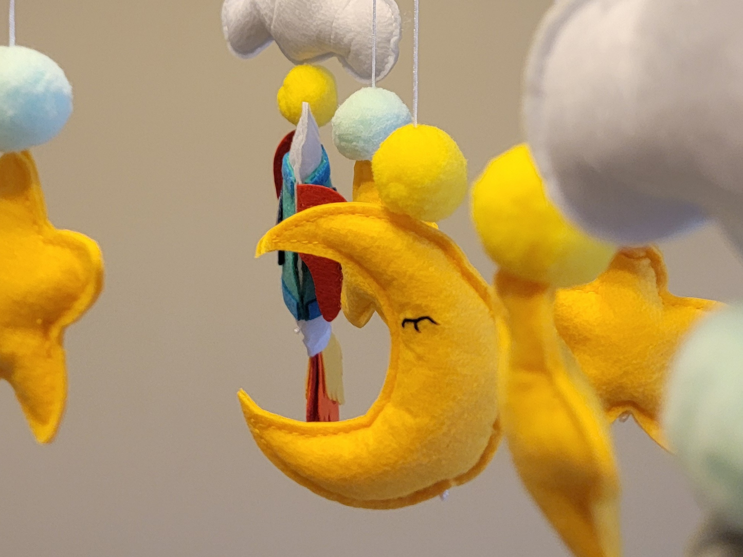 Hand-Sewed Felt Space Baby Mobile | Astronaut, Rocket Ship; Planet Crib Mobile