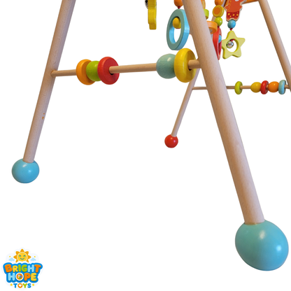 Wooden Newborn Baby Play Activity Gym Frame - Premium 2-in-1 Educational Fitness Rack