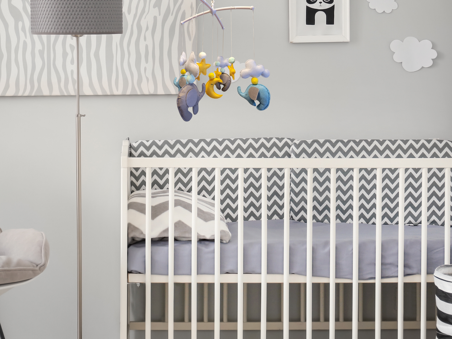 Handmade Felt Dinosaur Baby Mobile | Wooden Frame & Silent Crib Chime | Eco-Friendly Nursery Decor