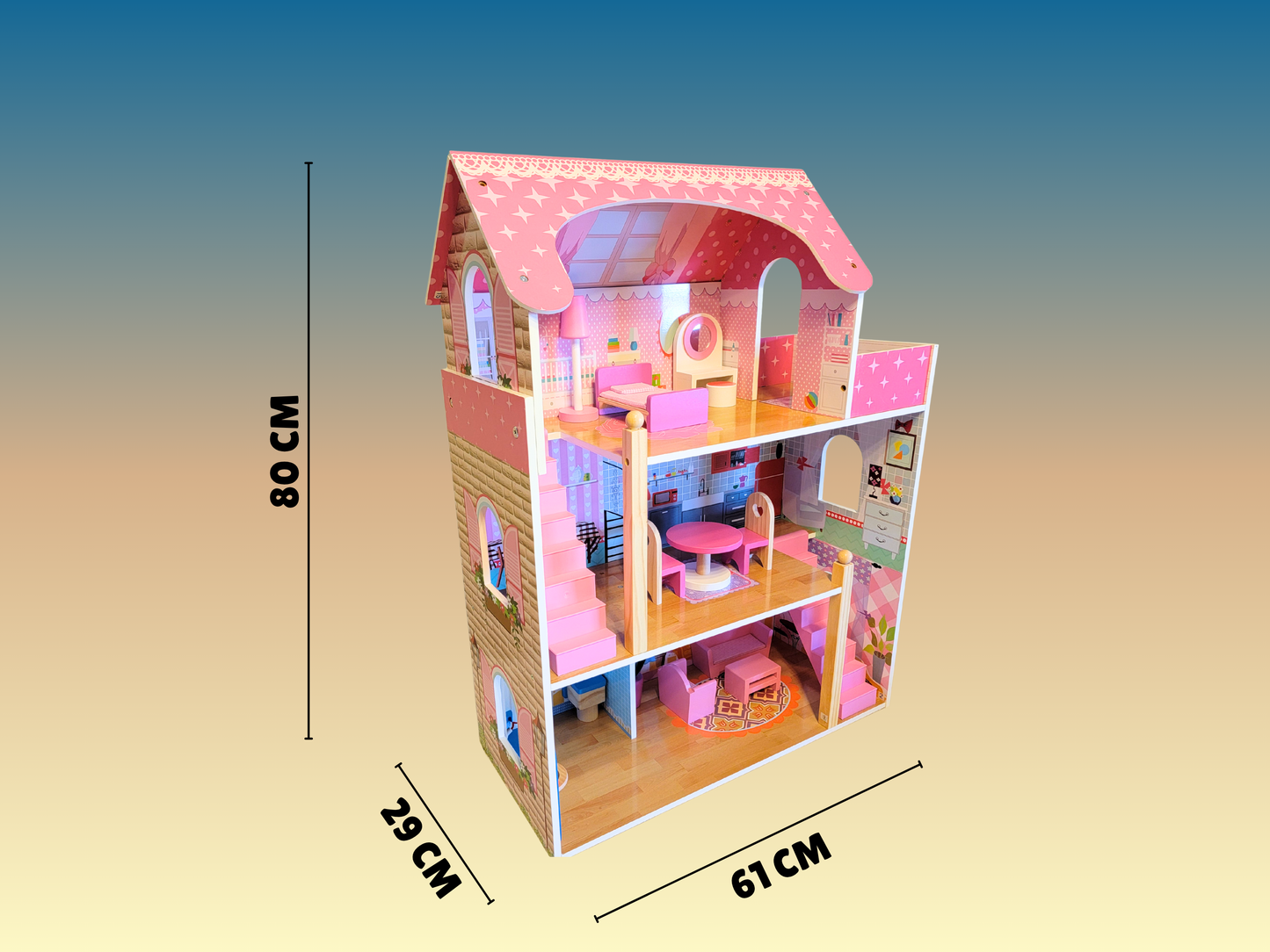 Chambre de poupée bleue fantastique