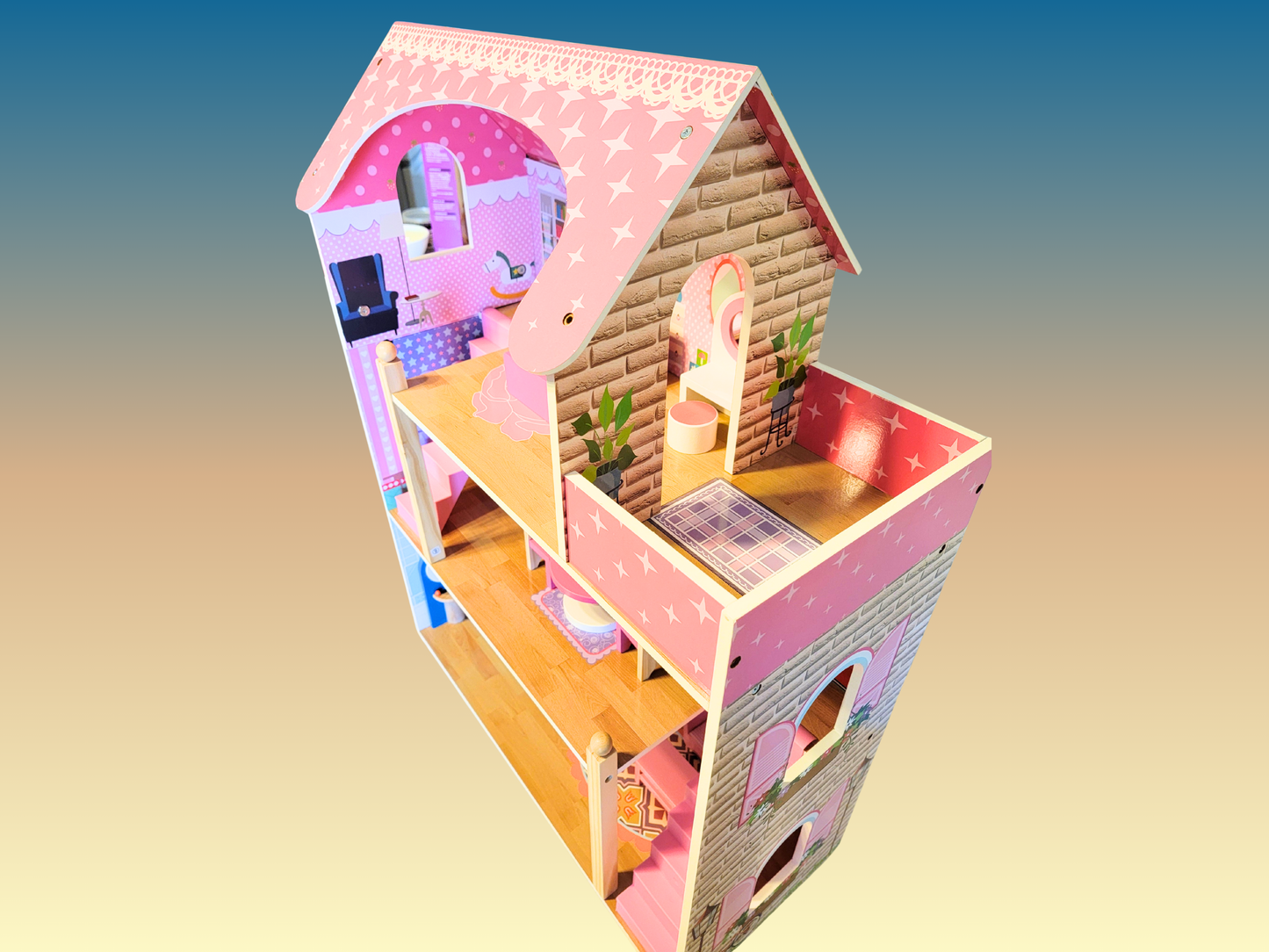 Chambre de poupée bleue fantastique