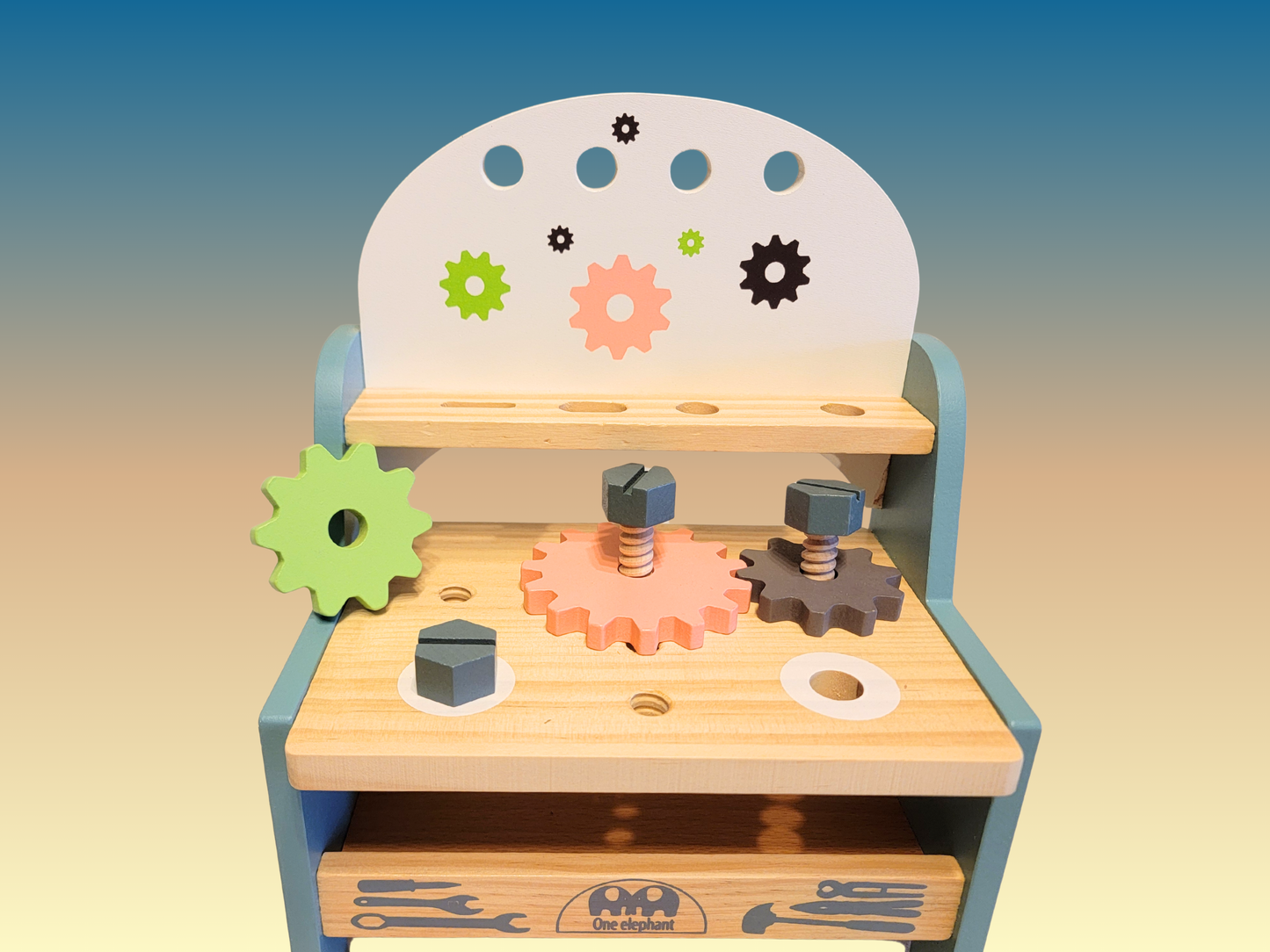 Small Multifunctional Wooden Tool Bench & 25-Piece Workshop Set for Kids