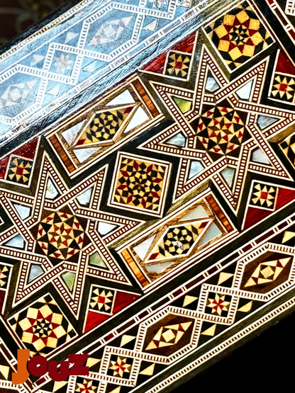 Handcrafted Medium Wooden Mosaic Box - High Quality Mother of Pearl Inlay - Jewelry Trinket Storage , boho style