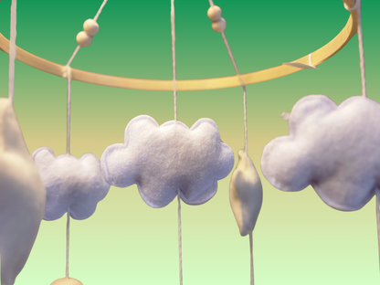 Handmade Felt Dinosaur Baby Mobile | Wooden Frame & Silent Crib Chime | Eco-Friendly Nursery Decor