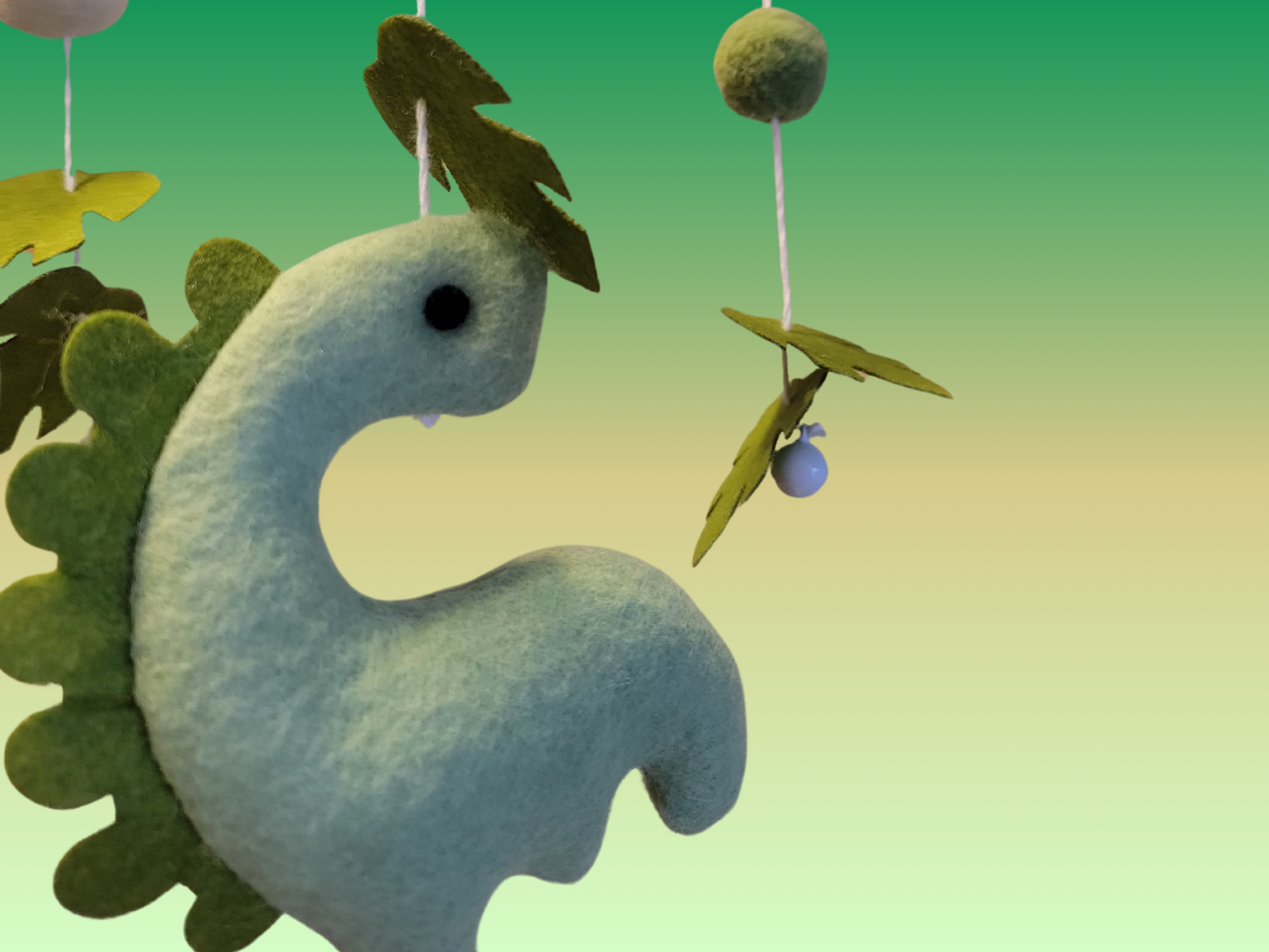 Handmade Felt Dinosaur Baby Mobile | Wooden Frame & Silent Crib Chime | Eco-Friendly Nursery Decor