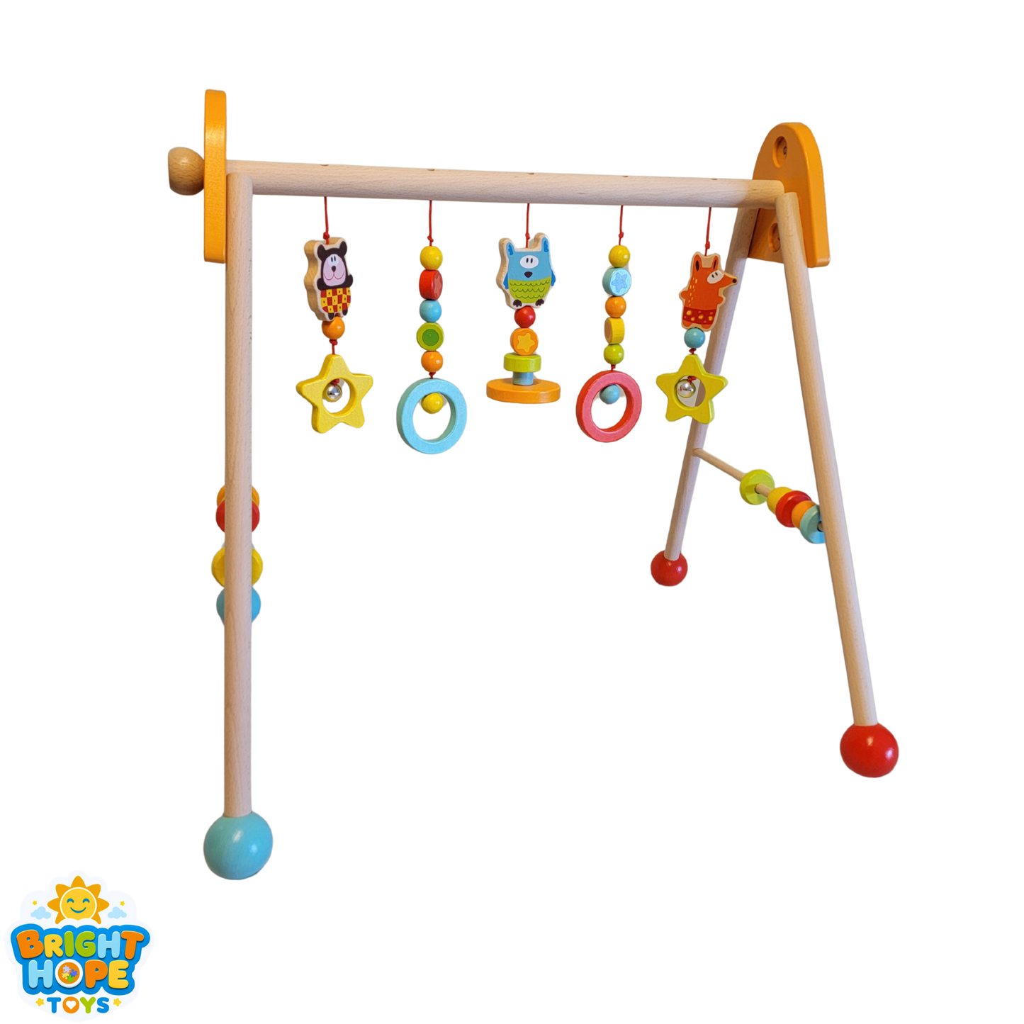 Wooden Newborn Baby Play Activity Gym Frame - Premium 2-in-1 Educational Fitness Rack