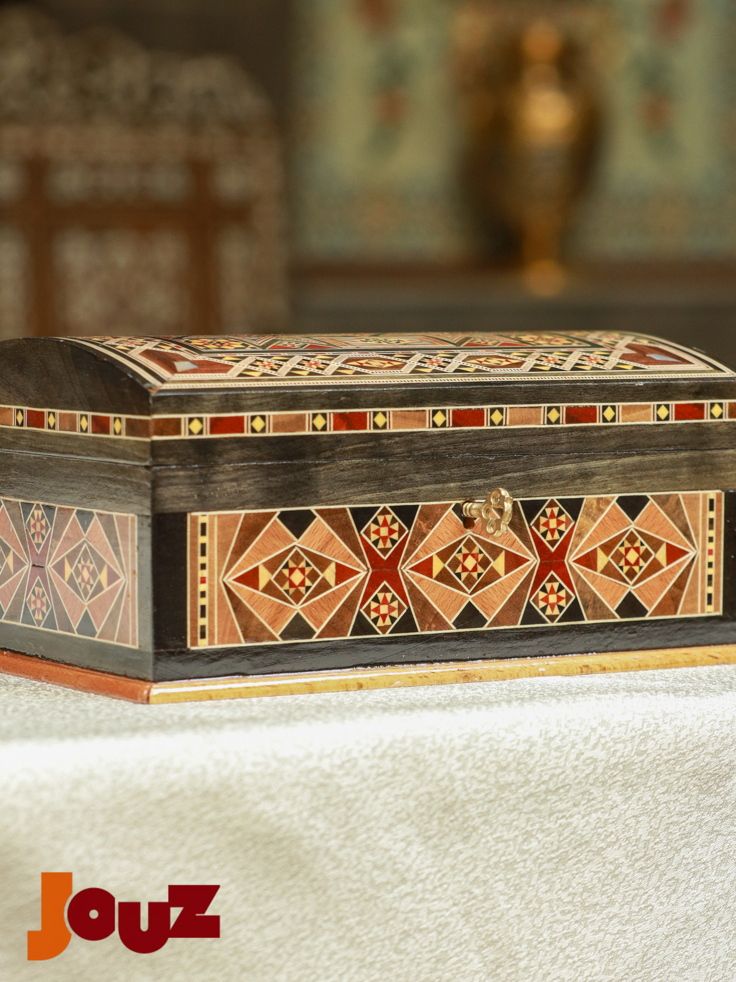 Handcrafted Medium Wooden Mosaic Box - High Quality Mother of Pearl Inlay - Jewelry Trinket Storage , boho style