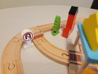 Wooden Cross Traffic Tracks Train Set - 60-Piece Railway Adventure