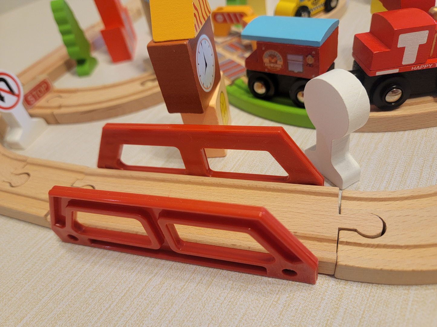 Wooden Cross Traffic Tracks Train Set - 60-Piece Railway Adventure