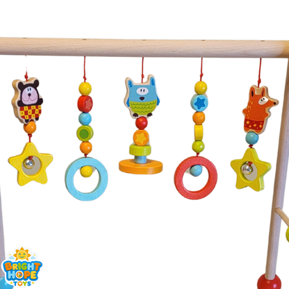 Wooden Newborn Baby Play Activity Gym Frame - Premium 2-in-1 Educational Fitness Rack